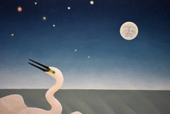 Quiet Nocturne, Egret with Head Turned