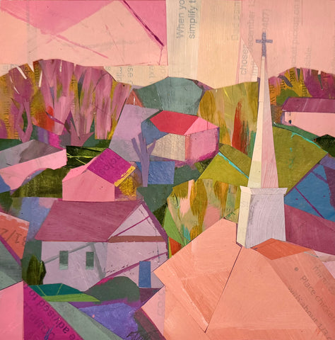 Pink Church with Trees