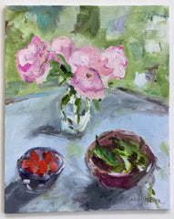Peonies, Tomatoes, and Snap Peas
