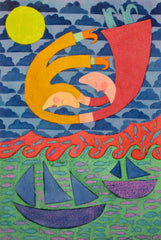 Moon People Over Fish School