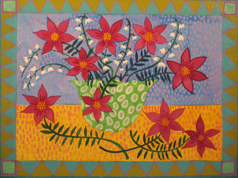 Purple Flowers in Polka Dot Vase