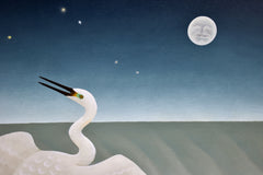 Quiet Nocturne, Egret with Head Turned