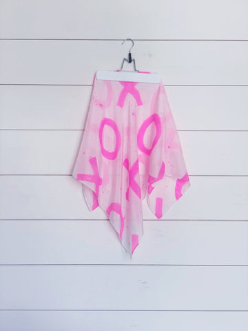 Magenta Paint Splatter X+Os Hand-Painted Silk Scarf
