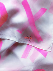 Magenta X+Os Hand-Painted Silk Scarf