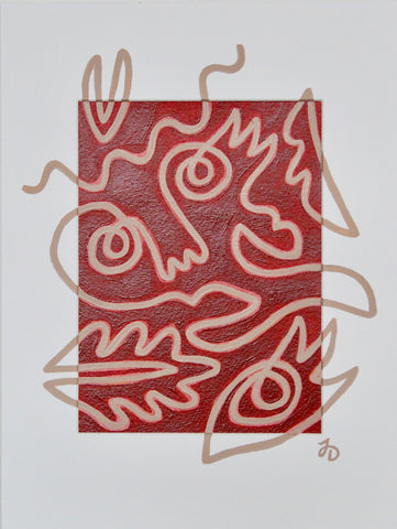 Fingers Faces & Plants in Red & Rose Mat