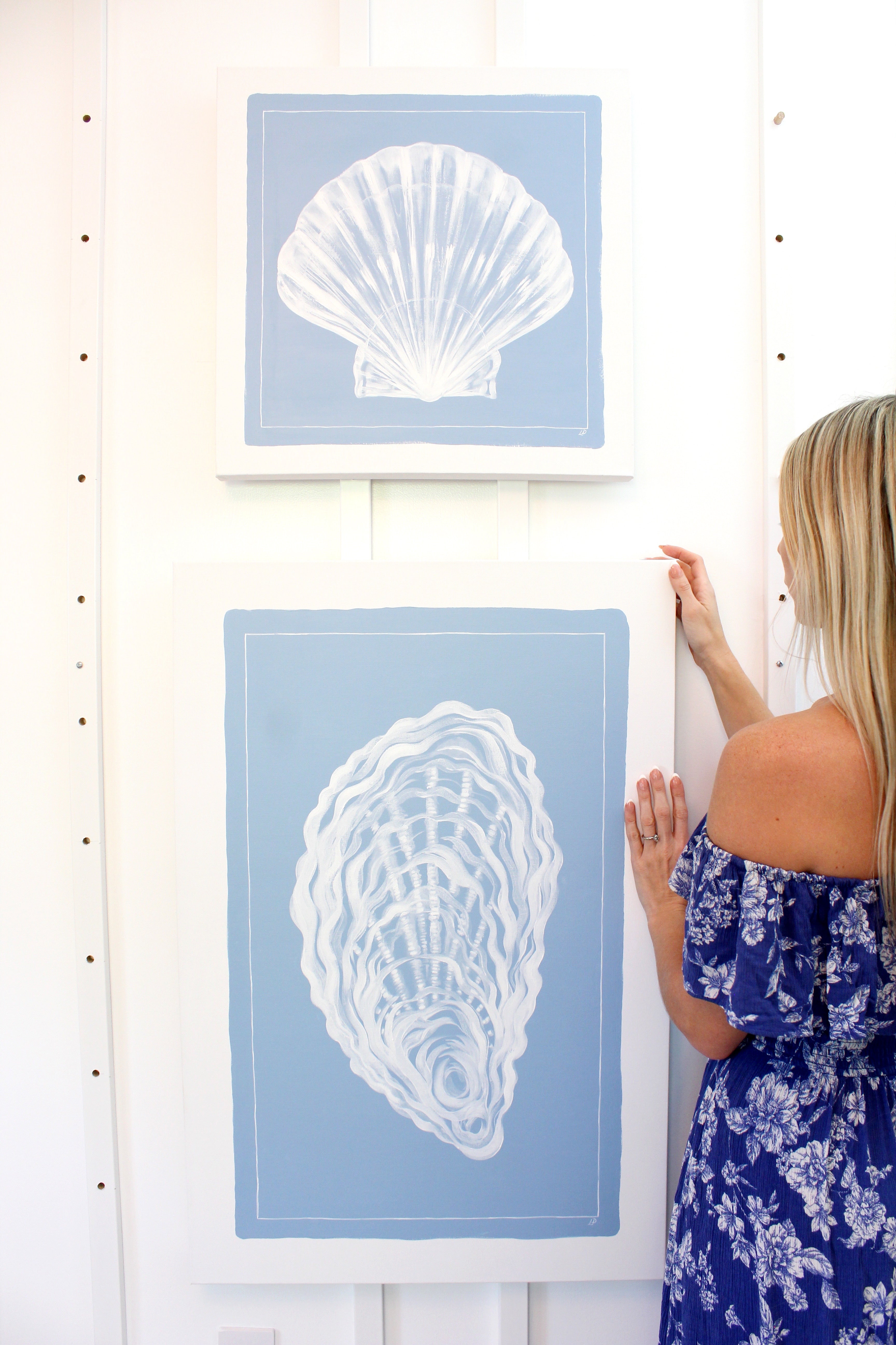 Scallop Shell on Blue