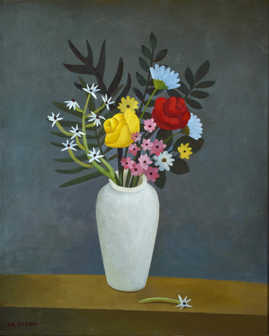 Flowers in White Vase